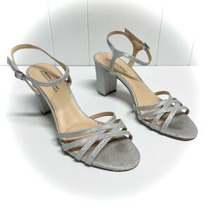 🚨4/$25 Badgley Mischka American Glam Glitter Heeled Strappy Sandals Size 9.5